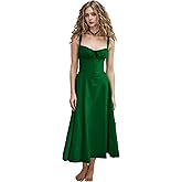 EFOGEP Women Floral Corset Dress, Boho Summer Spaghetti Straps Square Neck Casual Midi Dress Flowy Slit Bustier Dresses