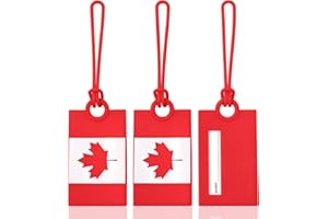 Vigorport 3 Pack Canadian Flag Luggage Tags, Silicone Luggage Tags for Suitcases with Name Cards, Bright Color Travel Accesso