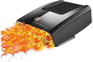 INKERSCOOP 12V Car Defogger & Heater, 150W Fast Heating and Cooling, 360° Rotating Defroster, Plugs into Lighter