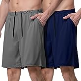 Mens Sleep Shorts Pajama 2 Pack Soft PJ Bottoms,Breathable Mesh Casual Lounge PJ Shorts for Men with Drawstring Pockets