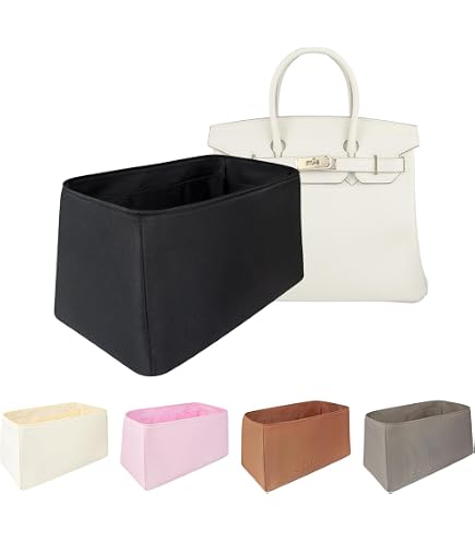 Organizador Interior De Fieltro Para Bolso Hermes Birkin 25/30/35 | Cremallera Y Compartimentos | Protege El Forro Y Ordena Tus Cosas