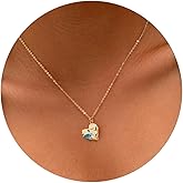 Fremttly Heart Necklace for Women, 14K Gold Plated Birthstone Necklace Cubic Zirconia Heart Pendant Necklace Birthday Gifts for Women