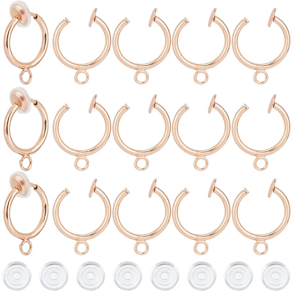 SOFPLATE 1 Box 30Pcs Brass Clip on Earrings Gold Earring Converter Kit Hoop Earring Components with Silicone Pads and Loops Non Pierced Earring Clips for jewellery Making Supplies DIY Craft Beginner