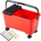 Lasnten 6 Gallon Grout Cleaning System Grouting Bucket with 3 Spiral Rollers Sponge and Rubber Trowel Grout Cleaner Tool Set for Ceramic Tile Work, 6 Gallon Capacity