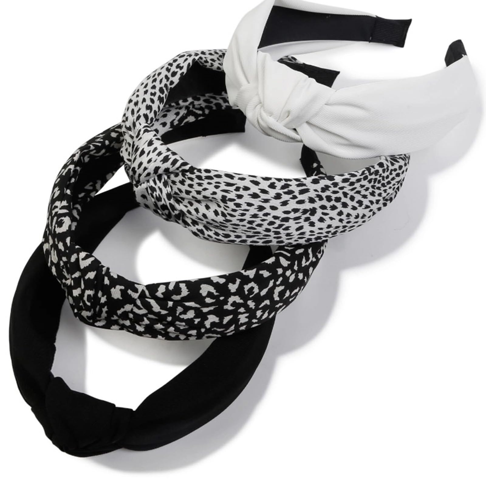 Alice Bands Adult Boho Beauty Wide Top Knot Turban Fabric Hairband No Slip Headwear Elastic Hair Hoops Fashion Hair Accessories for Women and Girls 4Pcs