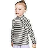 MINI PANDA Striped Long-Sleeved T-Shirt for Toddler, Ruffle high-Neck T-Shirt for Girls