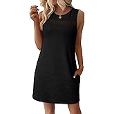 EVALESS Dresses for Women 2026 Spring Summer Casual Beach Dresses Sleeveless Cut-Out Mini Dress Crewneck Vacation Outfits