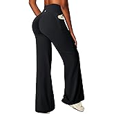 Heathyoga Butt Lifting Straight Leg Leggings with Pockets for Women Wide Leg Yoga Pants Women No Front Seam Workout Leggings