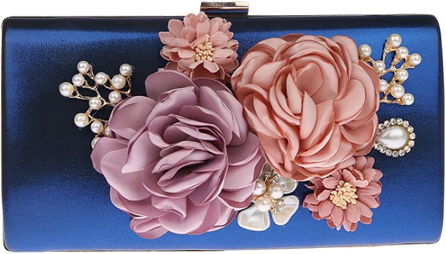 TOOKY Ladies Satin Flower Evening Tote Clutch Bag Pearl Beaded Wallet