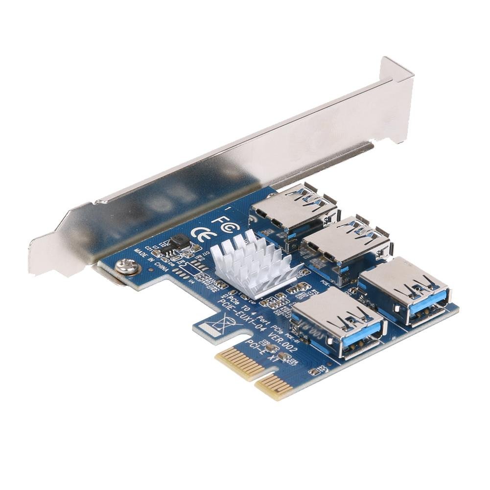 BGNing PCI-E 1 to 4 PCI express 16X slots Riser Card PCI-E 1X to External 4 PCI-e Slot Adapter PCIe Multiplier Card for Bitcoin Miner