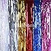 Moohome 2 Pack 3ft x 8ft Black Foil Fringe Curtains Backdrop Door Window Curtain Party Decoration