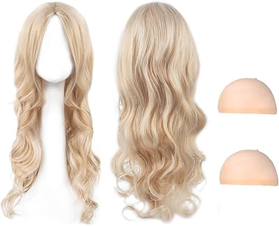 AYNKH Long Blonde Wave Wigs 27 Inch Curly Hair for Women Fancy Dress Cosplay
