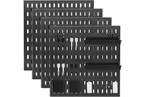 MEIHAOME Wall Control Peg Board Panels- 4Pcs Plastic Pegboard Kit with 28 Accessories - Gaming Peg Board Organizer - Black Pegboard for Home, Kitchen, Office (23.8In x 23.2In)