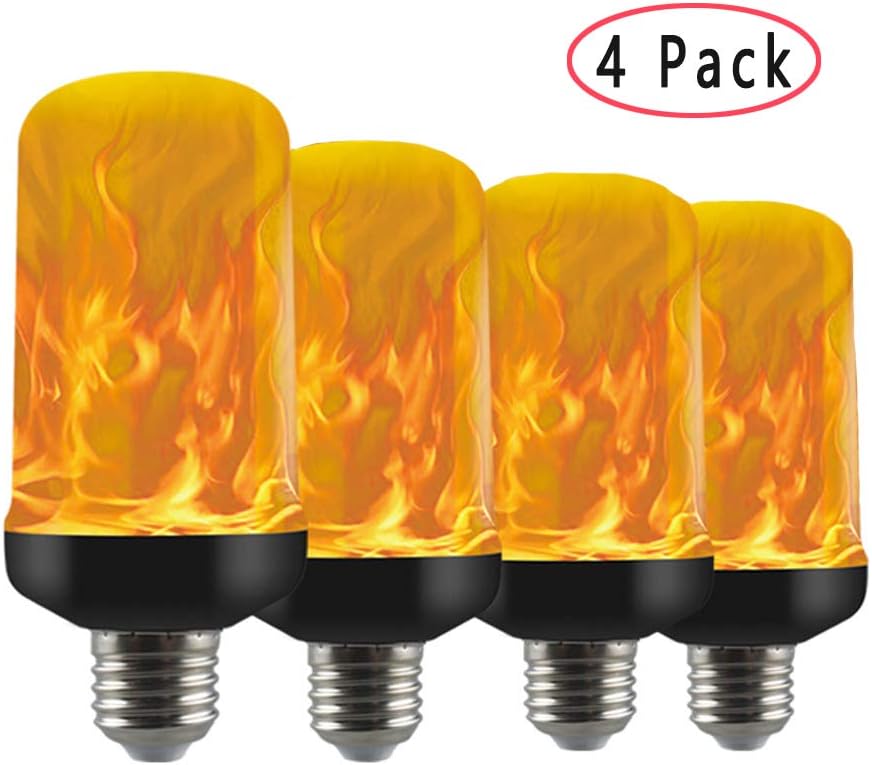 LED Flame Light Bulbs, 4 Modes Flickering Fire Lights with Upside Down