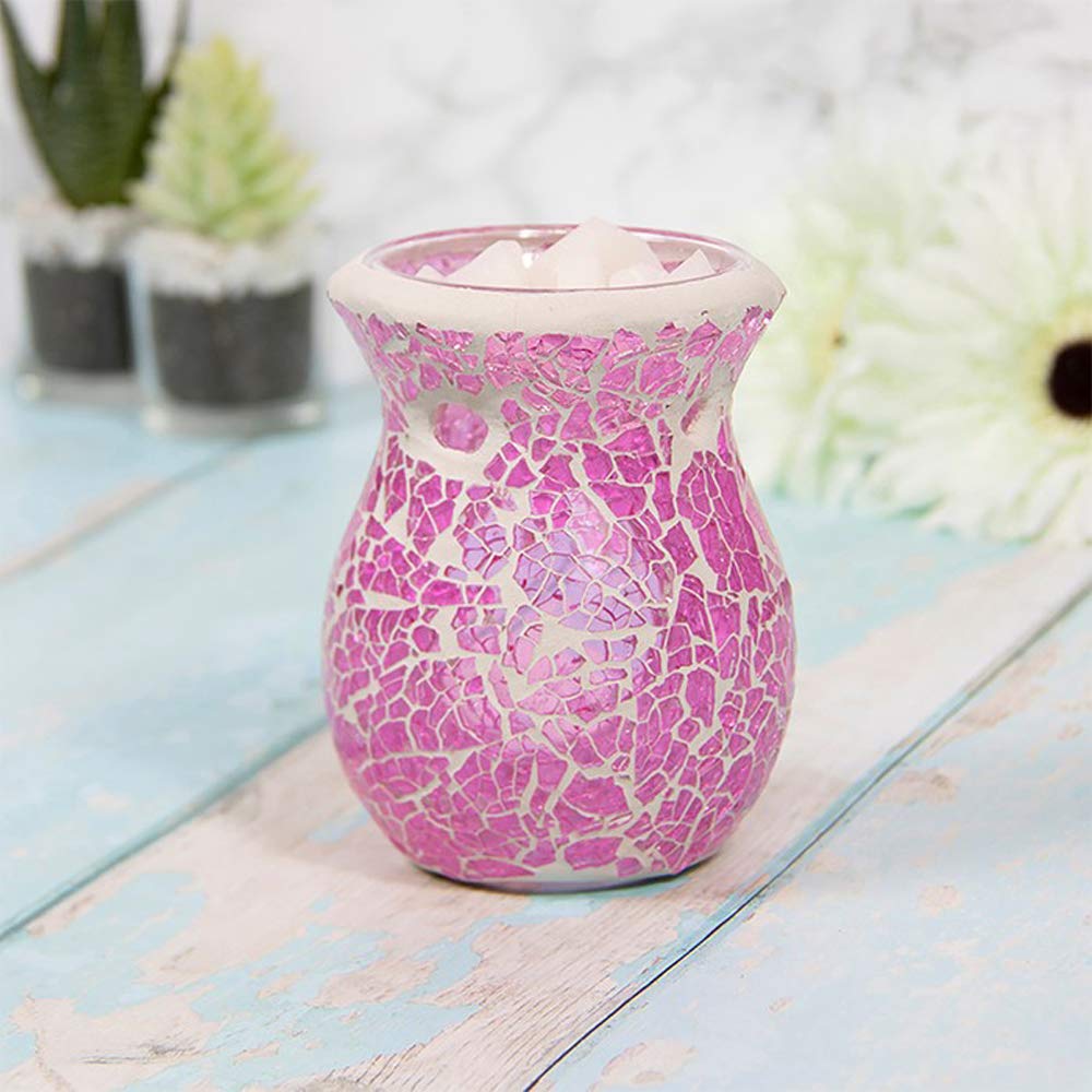 Lesser & Pavey - Desire Aroma - Glass Wax Melt & Oil Warmer - Mosaic Pink Design - Small 11cm High - Single Item