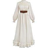 LTAKK Renaissance Costume women Victorian Edwardian Dress Medieval 1800s Dresses with Belt