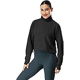 icyzone Women's Half Zip Pullover, Long Sleeves Athletic Sweatshirt with Pockets Thumb Hole
