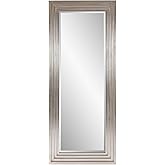 Howard Elliott Bright Silver Leaf Tall Delano Mirror, Large Self Standing Full Length Rectangular Mirror with Stepped Levels,