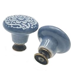 M MIMHOOY 6 Pcs Ceramic Blue Drawer Knobs Vintage