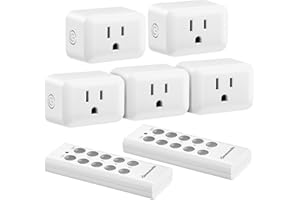 DEWENWILS Wireless Control Outlet for Christmas Decor, Programmable and Expandable Electrical Switch, 100FT Range, 125V/15A/1875W Light Switch, FCC Listed, 2 Remote and 5 Outlets