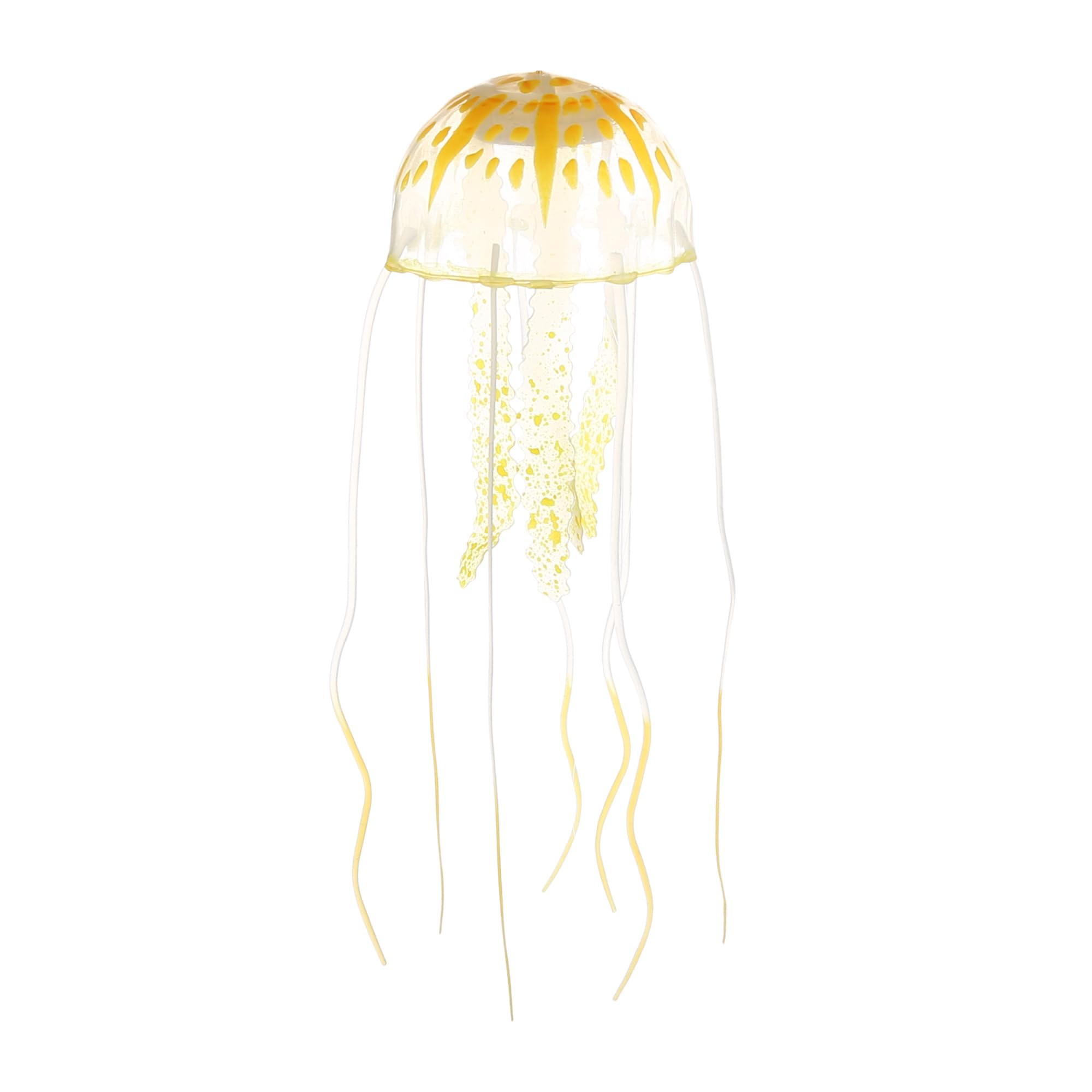 CAPASTEC Silicone Fluorescent Jellyfish Glow Ornaments, Fish Tank Jellyfish Aquarium Decor with Suction Cup 2.3"x5.9" (Orange)