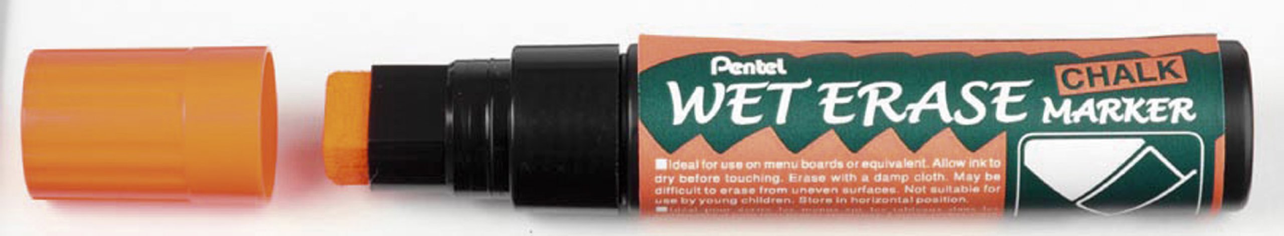 Pentel Wet Erase Chalk Markers, Jumbo Chisel tip, Orange Ink, 1 Pack of 12 Markers