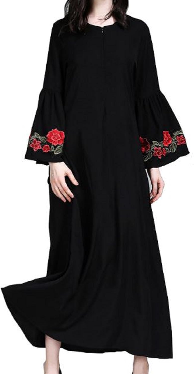long sleeve embroidered maxi dress