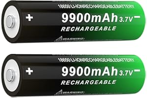 CPZZ 18650 Rechargeable Battery 9900mah 3.7volt Rechargeable Battery 18650 Button Top for Flashlight Electronic Device and Headlamps,2-Pack 03012
