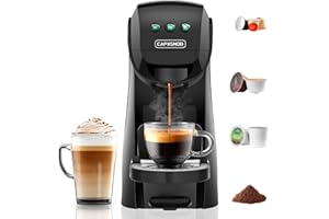 CAPXSNOB Warriors1 Single Serve Coffee Maker for Keurig K Cup, Espresso Machine for Nespresso Original, Dolce Gusto Pod, Ground Coffee, Cappuccino & Latte Coffee Machine, 20 Bar Espresso Maker, 3 Brew Sizes