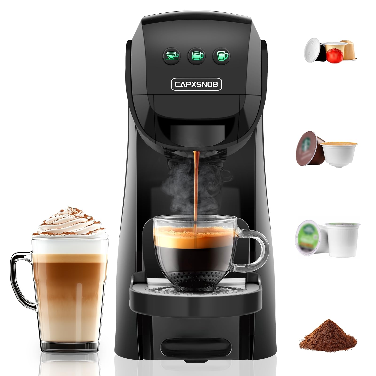 Photo 1 of Warriors1 Single Serve Coffee Maker for Keurig K Cup, Espresso Machine for Nespresso Original, Dolce Gusto Pods, Ground Coffee, Cappuccino & Latte Coffee Machine, 20 Bar Espresso Maker, 3 Brew Sizes