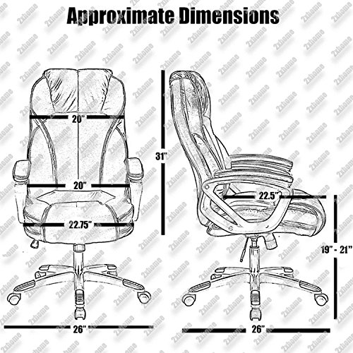 2xhome - Modern High Back Tall Ribbed PU Leather Swivel Tilt Adjustable Chair Designer Boss Executive Management Manager Office Conference Room Work Task Computer (Big & Tall - Black)