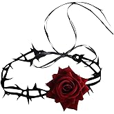 GYRMMUE Rose Necklace for Women Gothic Rose Thorn Black Choker Flower Choker Necklace Vintage Necklace Adjustable Layered Velvet Leather Lace Collar Halloween Party Accessories