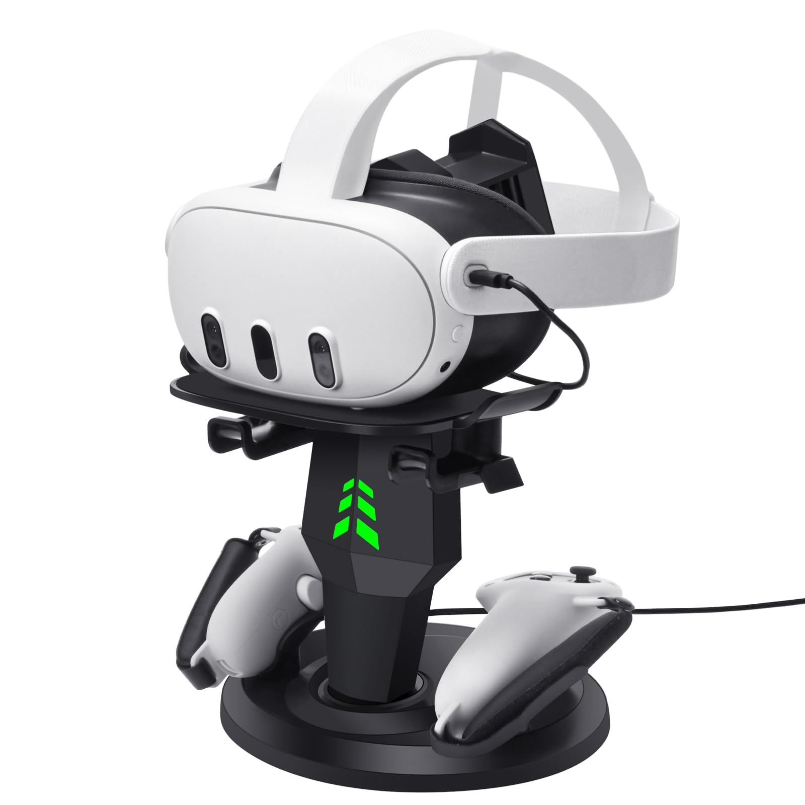 VR Headset Charging Dock for Meta Quest 3/Quest 3S/Quest 2, VR Charging Stand for Quest 3 Accessories VR Stand Supports Charging Headset with Type C Cable and fit Controller with Cover