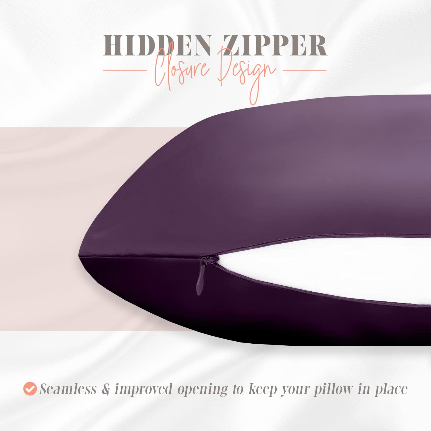 Elegant Comfort Silky and Luxurious 2-Piece Satin Pillowcase Set for Healthier Skin and Hair, Hidden Zipper Closure and Beautifully Packaged, Satin Pillowcase Set, Standard/Queen, Purple - Image 4
