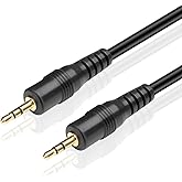 TNP 2.5mm to 2.5mm Audio Cable, Male to Male TRS Stereo Cord, 6FT | 6Ft 2.5mm Aux Cord with Gold-Plated Connectors and Flexible Black Pvc Jacket; for Stereo Audio Only