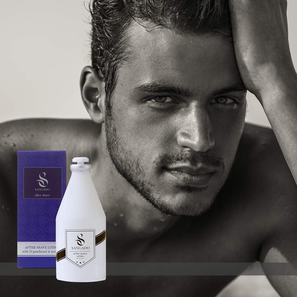 SANGADO Aftershave-Lotion für Männer , Feuchtigkeitsspendend, Erfrischend, Luxuriös, Waldiger, Aquatischer Duft, Feine Französische Essenzen, Langanhaltend, Modern, Energetisch, 100ml 2