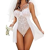 Avidlove Babydoll Lingerie for Women Floral Snap Crotch Teddy Chemise Nightie Lace Nightgown