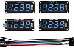HiEmbedLogic Four Digit 0.56" Digital Display LED Seven Segments Double Dots Module Inbuilt TM1637 Serial Driver Board (Blue Color- 4 pcs)