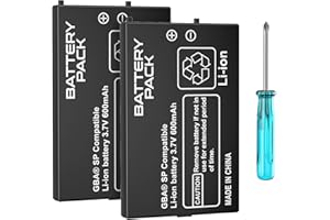 DGBOSEN 2PCS GBA Sp Battery, 600mAh Rechargeable Battery for Nintendo Gameboy Advance SP Games Accessories AGS-001, SAM-003 with Screwdriver Installation Tool