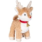 OHKIDS Red Nose Reindeer Stuffed Animal, 12.6 Inch Deer Fawn Plush Toy, Toddlers Small Baby Deer Animal Plushie, Christmas Party Soft Toy, Gift for Kids Boys Girls, Age 3+
