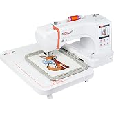 Poolin EOC06 Large Hoop Embroidery Machine, 11 x 7.9 in Embroidery Area | 7 in Touchscreen, 200 Built-In Designs, 4 Hoops, Wi-Fi and USB Transfer for Home Business and DIY Projects