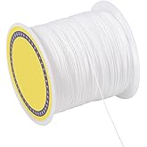 CABODYALS 153.11 Yards Beading Bracelet Cord White Round String Bead Thin Chinese Knot 0.5MM Braid Polyester Macrame Wind Chime Twine Thread for Jewelry Making Necklaces Bracelets DIY Craft Supply