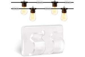BAIRTH 50Pcs Hooks for Outdoor String Lights, Christmas Light Clips with 3M Adhesive Strips Waterproof UV-Resistant, Clear Cable Cord Holders Heavy Duty for Indoor Outside Halloween Festival Lights Hanging