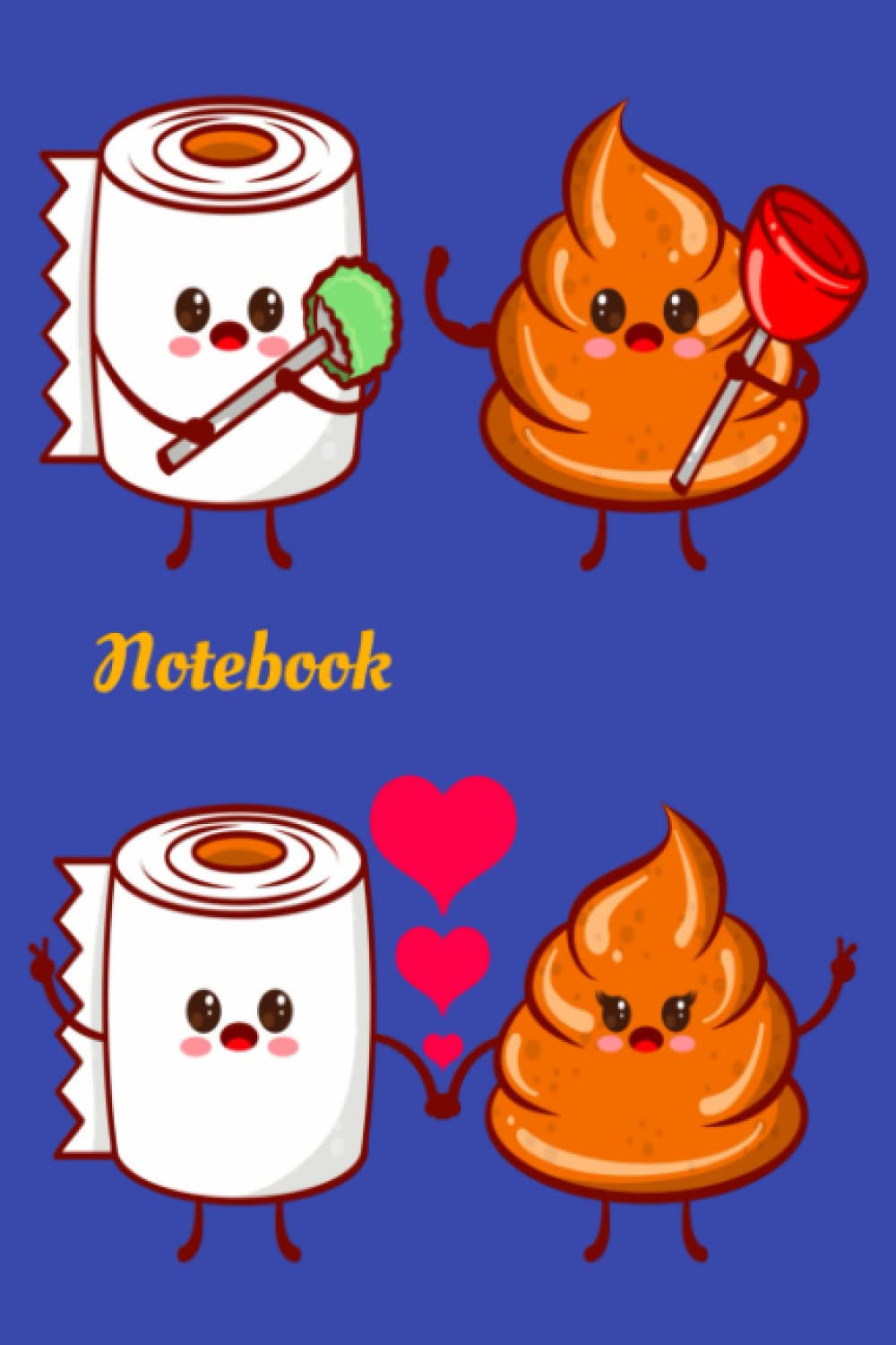 Poo Toilet Paper Notebook: Kawaii wide ruled 6"x9"