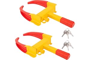 MAHOOMMAKH Trailer Wheel Lock, Universal Security Trailer Lock Tires Anti Theft for Trailer Car Golf Cart, Boats SUV ATVs Motorcycles - 2 Pcs Wheel Clamp Boot Lock, Yellow