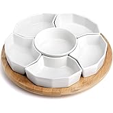 SOUJOY Lazy Susan Serving Tray, Porcelain 360° Rotatable Serving Tray and Platters, 11'' Removable Divided Serving Dishes, Pa