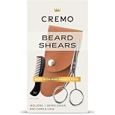 Cremo Beard Comb &amp; Mustache Scissors with Synthetic Leather Carrying Case | Grooming beard kit, Trim and shape all length facial hair, Stainless steel shears, Mini comb, Convenient carrying case