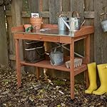 Cypress Wood Potting Bench with Metal Top and Storage to Hold All of Your Gardening Tools