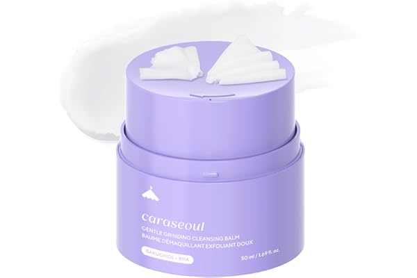 caraseoul Gentle Grinding Cleansing Balm - Fresh Pore Clarifying Makeup Remover with BHA & Bakuchiol, No-Residue Vegan Korean