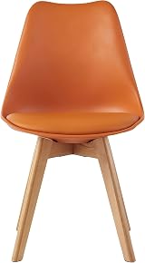 mcc direct Set of 4 Dining Chairs with Wooden Legs Orange Cushions view 3